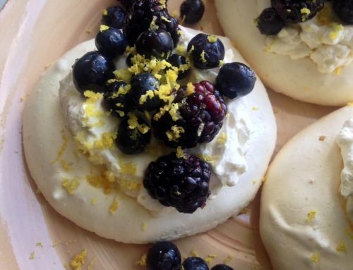 R.E.M Inspires Pavlovas Topped with Chantilly Cream, Blueberries and Blackberries