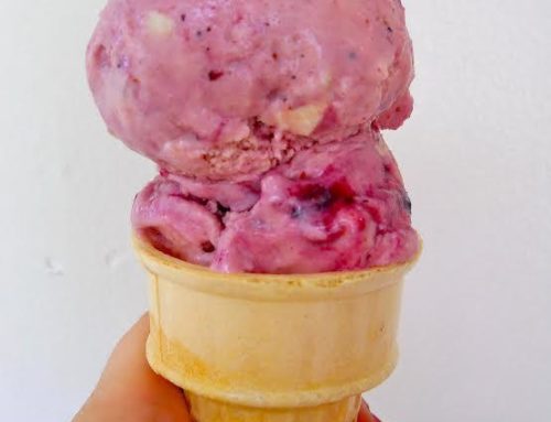 Strawberry Blueberry Ice Cream with White Chocolate Covered Pop Rocks